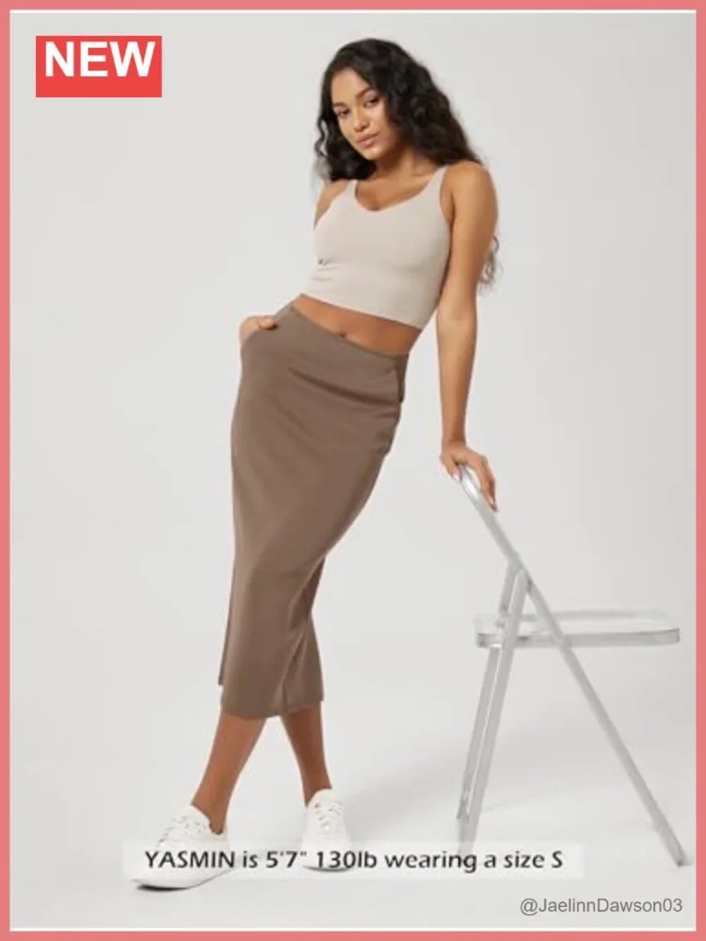 Women's High Waist Midi Pencil Skirt Back Slit Side Pockets Modal Blend